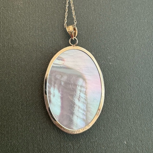 NWT Mother of Pearl 18in 925/14k Yellow Gold Bonded Pendant Necklace - Picture 8 of 14